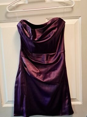 Fashion Nova Purple Satin Strapless Dress